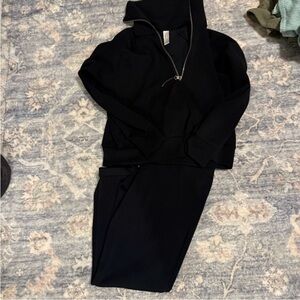 SPANX Black Track Suit with Zip-Up Hoodie